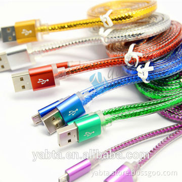 shenzhen factory flat usb cable, metal housing usb data cable, usb cable for iphone 6 and samsung